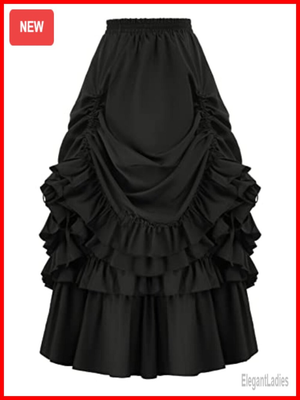 Belle Poque Womens Vintage Gothic Victorian Ruffle Bustle Skirt Steampunk